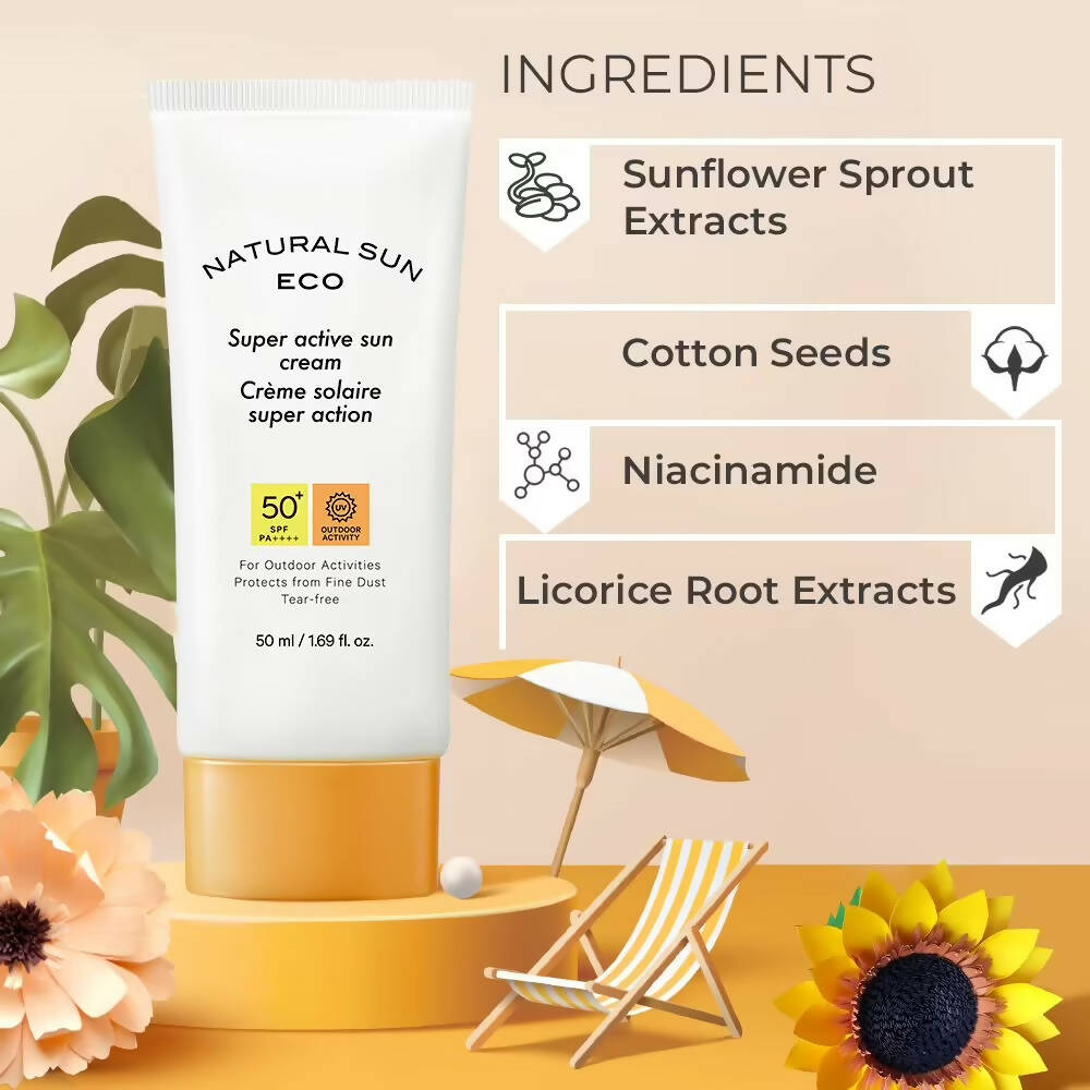The Face Shop Natural Sun Eco Super Active Sun Cream - Korean Skincare | Swadesiicart