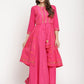 Ahalyaa Dark Pink Crepe Khari Print Dress For Women | Swadesiicart