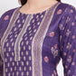 Myshka Women's Purple Printed Pashmeena Full Sleeve Round Neck Casual Kurta