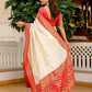 Joban Fashion Off White Silk Woven Banarasi Saree | Swadesiicart