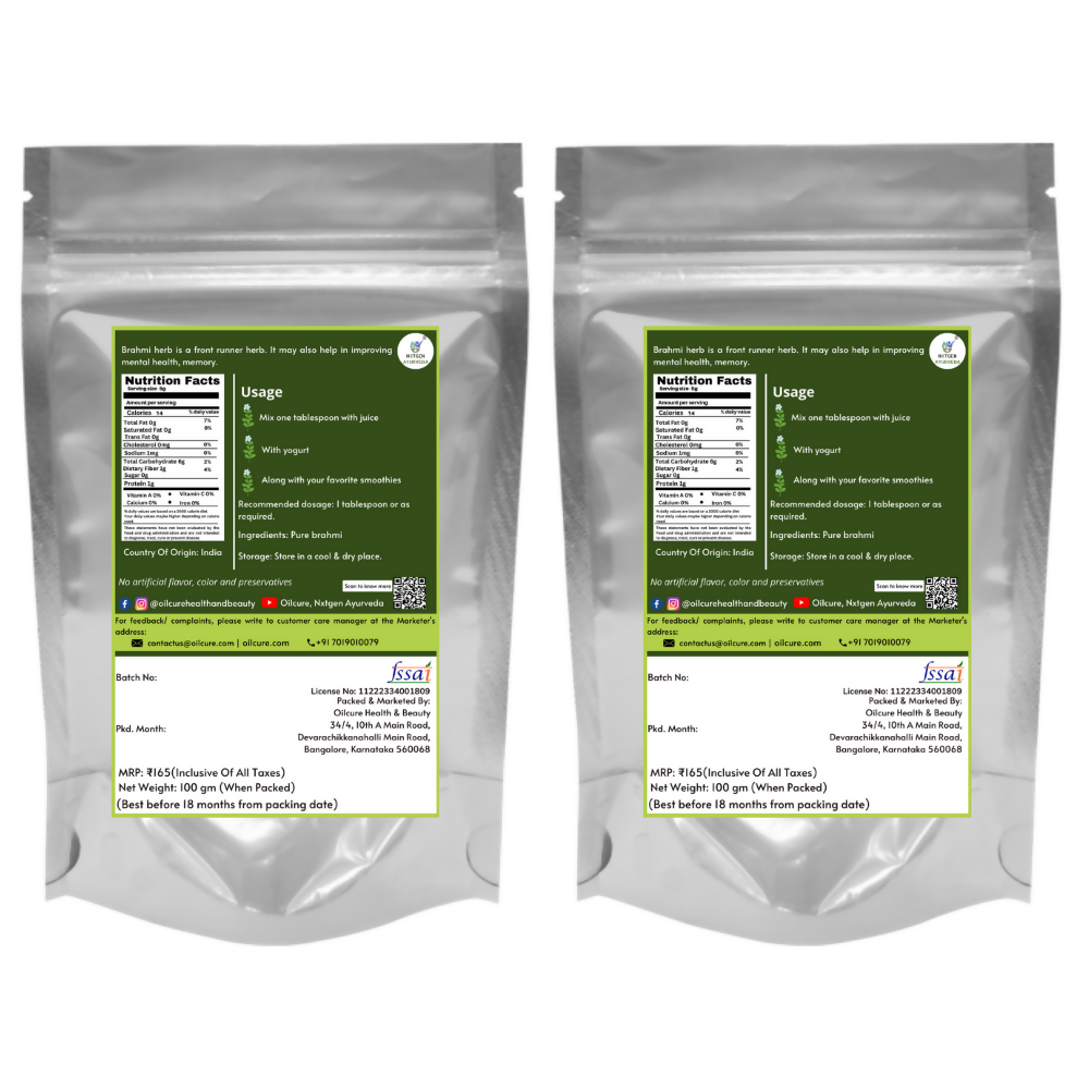 Nxtgen Ayurveda Brahmi Powder - Swadesiicart