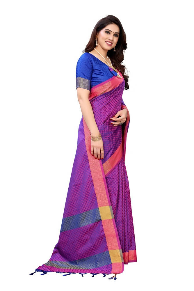 Vamika Banarasi Jacquard Weaving Purple Saree | Swadesiicart