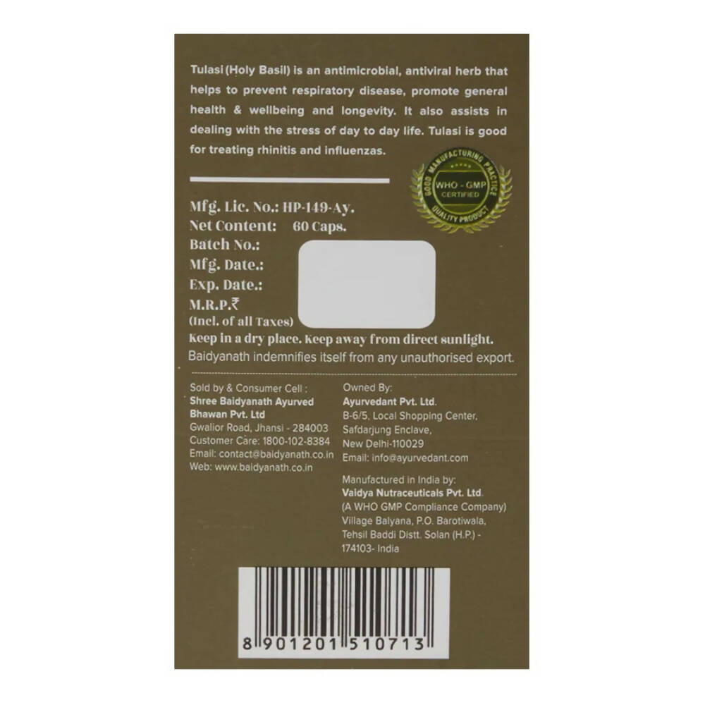 Baidyanath Jhansi Ayurvedant Tulasi Capsules - Swadesiicart