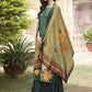 Jyoti Fashion Women's Green Velvet Floral Digital Printed Kurta with Trouser & Dupatta | Swadesiicart
