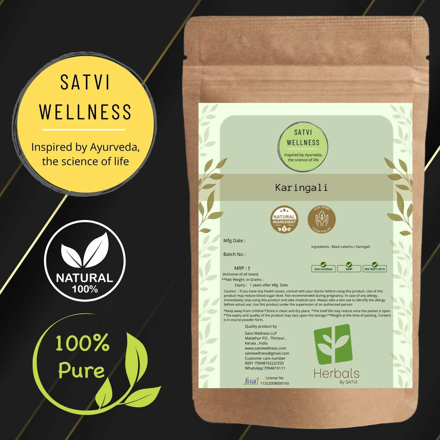Satvi Wellness Karingali | Black Catechu Powder - Swadesiicart