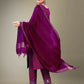 Jyoti Fashion Women's Purple Cotton Blend Embroidery & Fancy Lace work Kurta with Trouser & Dupatta | Swadesiicart