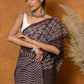 Very Much Indian Handblock Printed Cotton Saree With Natural Dyes - Brown | Swadesiicart