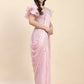 Pink Silk Satin Sequence Work Ready to Wear Saree with stitched Blouse - Nirvana | Swadesiicart