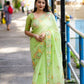Green Pure Linen Ethnic Motifs Saree with Unstitched Blouse - Hiral Fashion | Swadesiicart