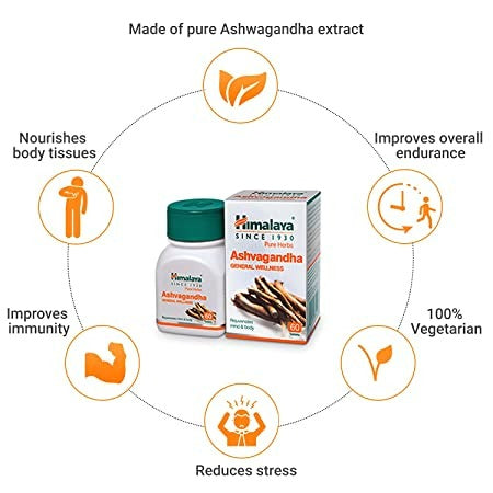 Himalaya Ashvagandha Tablets - General Wellness - Swadesiicart