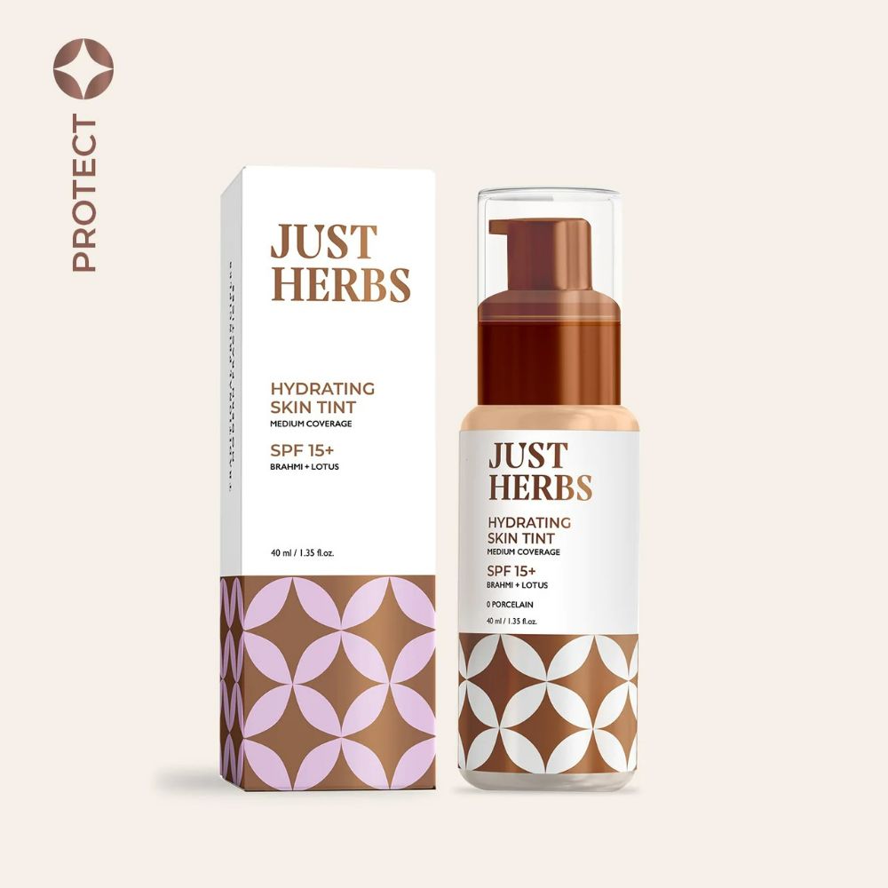 Just Herbs Herb Enriched Skin Tint Medium Coverage Broad-Spectrum Sun Protection - Porcelain - Swadesiicart