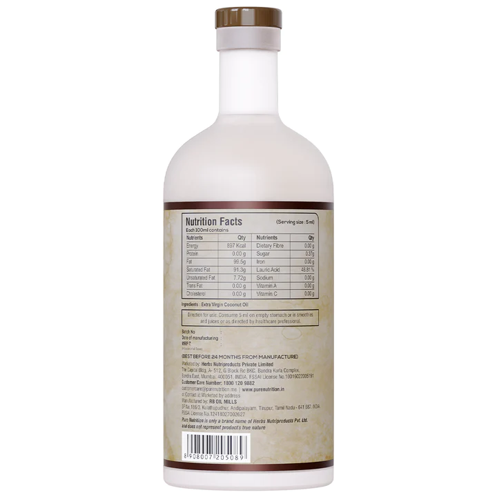 Pure Nutrition Cold Pressed Raw Virgin Coconut Oil - Swadesiicart