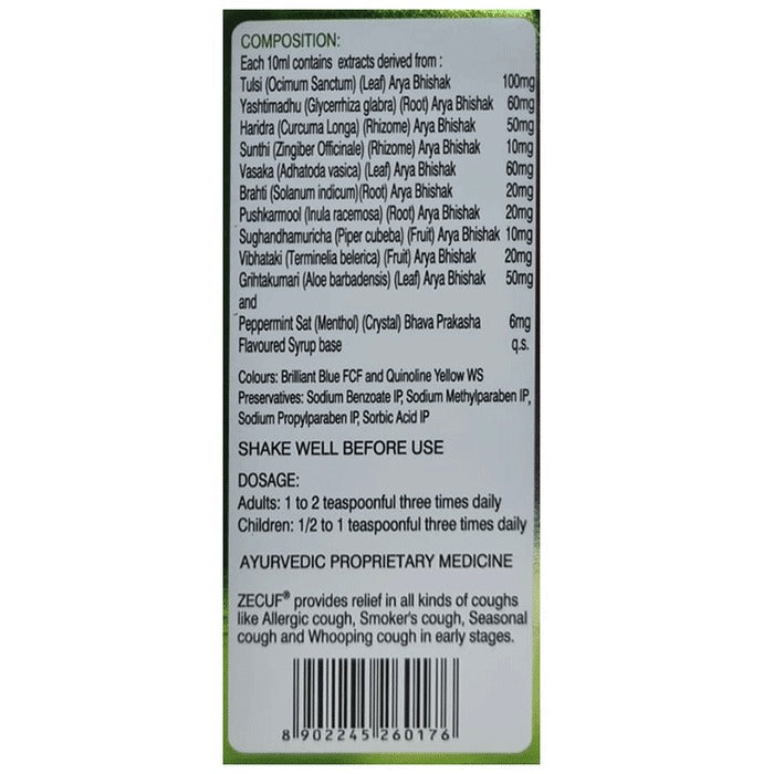 Zecuf Cough Syrup - Swadesiicart