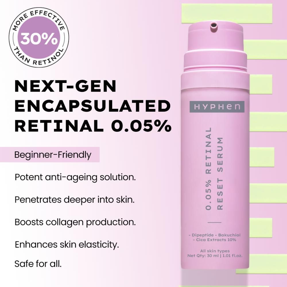 Hyphen By Kriti Sanon 0.05% Retinal Reset Serum, Boosts Collagen, Reduces Wrinkles | Swadesiicart