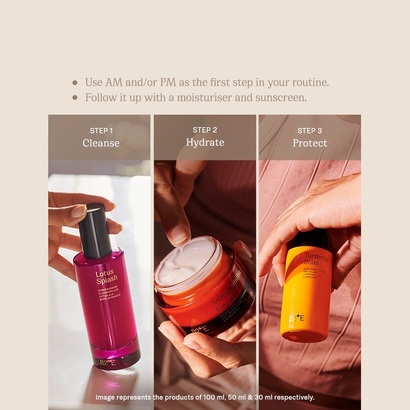 82°E By Deepika Padukone Lotus Splash Conditioning Cleanser, Maintains Skin pH, Vegan & Cruelty Free | Swadesiicart