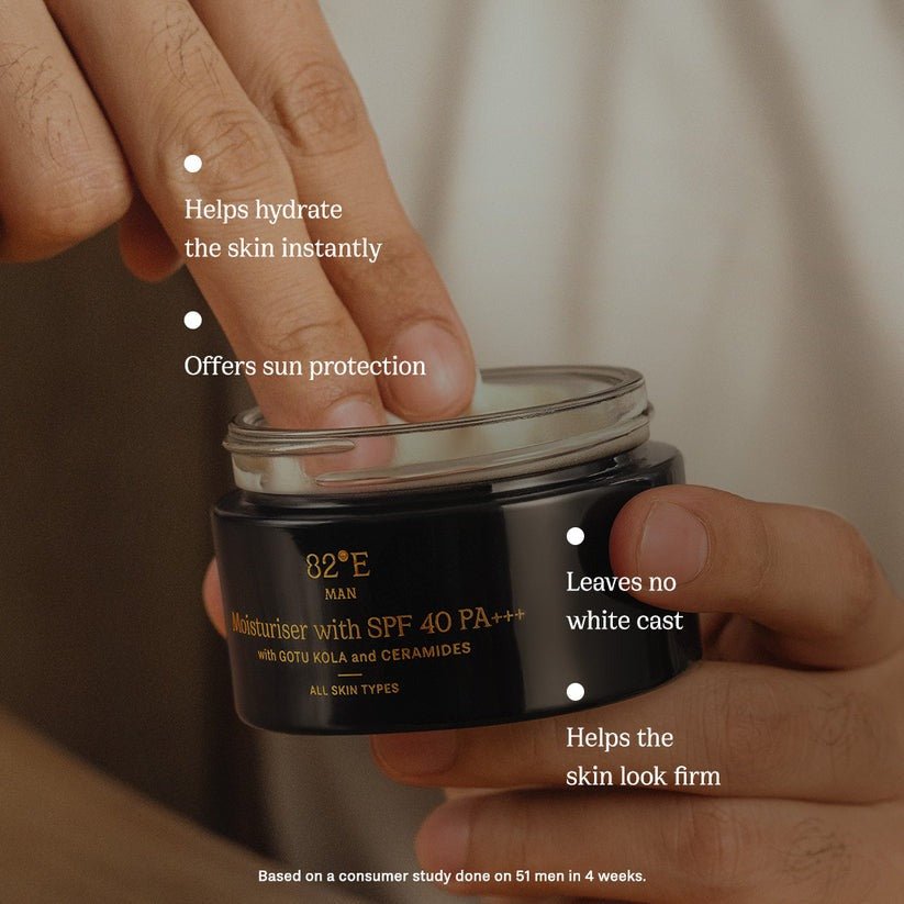 82°E By Deepika Padukone Moisturiser With SPF 40 PA+++ With Gotu kola and Ceramides, Hydrates Skin | Swadesiicart
