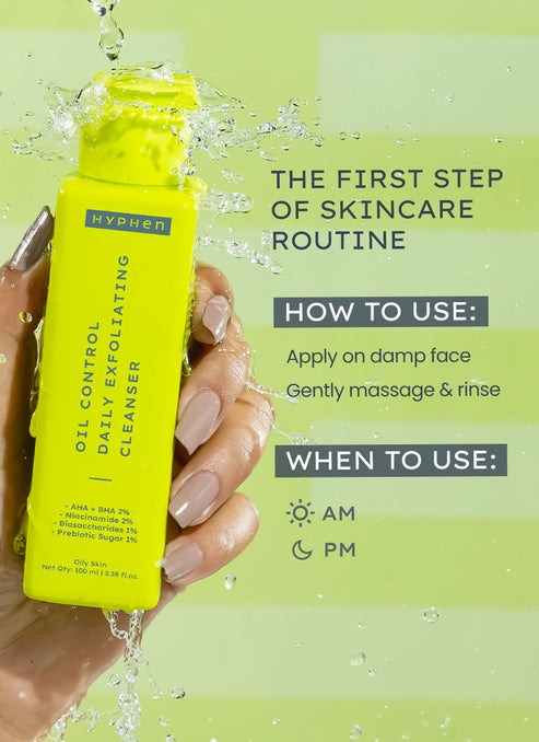 Hyphen By Kriti Sanon Oil Control Daily Cleanser, 2% AHA + BHA Salicylic Acid Face Wash, Deep Cleanses & Removes Dirt, For Men & Women - Swadesiicart