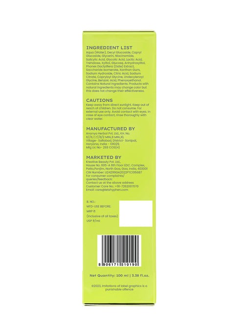 Hyphen By Kriti Sanon Oil Control Daily Cleanser, 2% AHA + BHA Salicylic Acid Face Wash, Deep Cleanses & Removes Dirt, For Men & Women - Swadesiicart