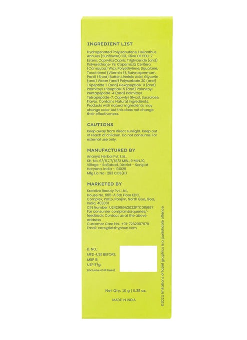 Hyphen By Kriti Sanon Vitamin Infused Peptide Lip Balm - Vanilla, for Dry & Chapped Lips, Hydrating & Moisturizing Balm - Swadesiicart