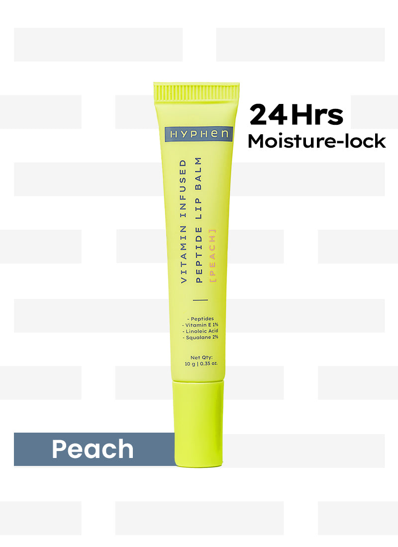 Hyphen By Kriti Sanon Vitamin Infused Peptide Lip Balm - Peach For Dry & Chapped Lips, Hydrating & Moisturizing Balm - Swadesiicart