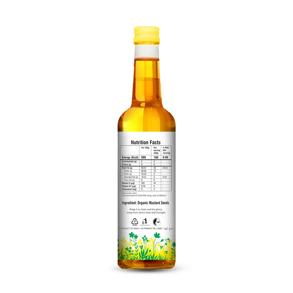 Nature Land Organics Mustard Oil Wood Cold Pressed - Swadesiicart