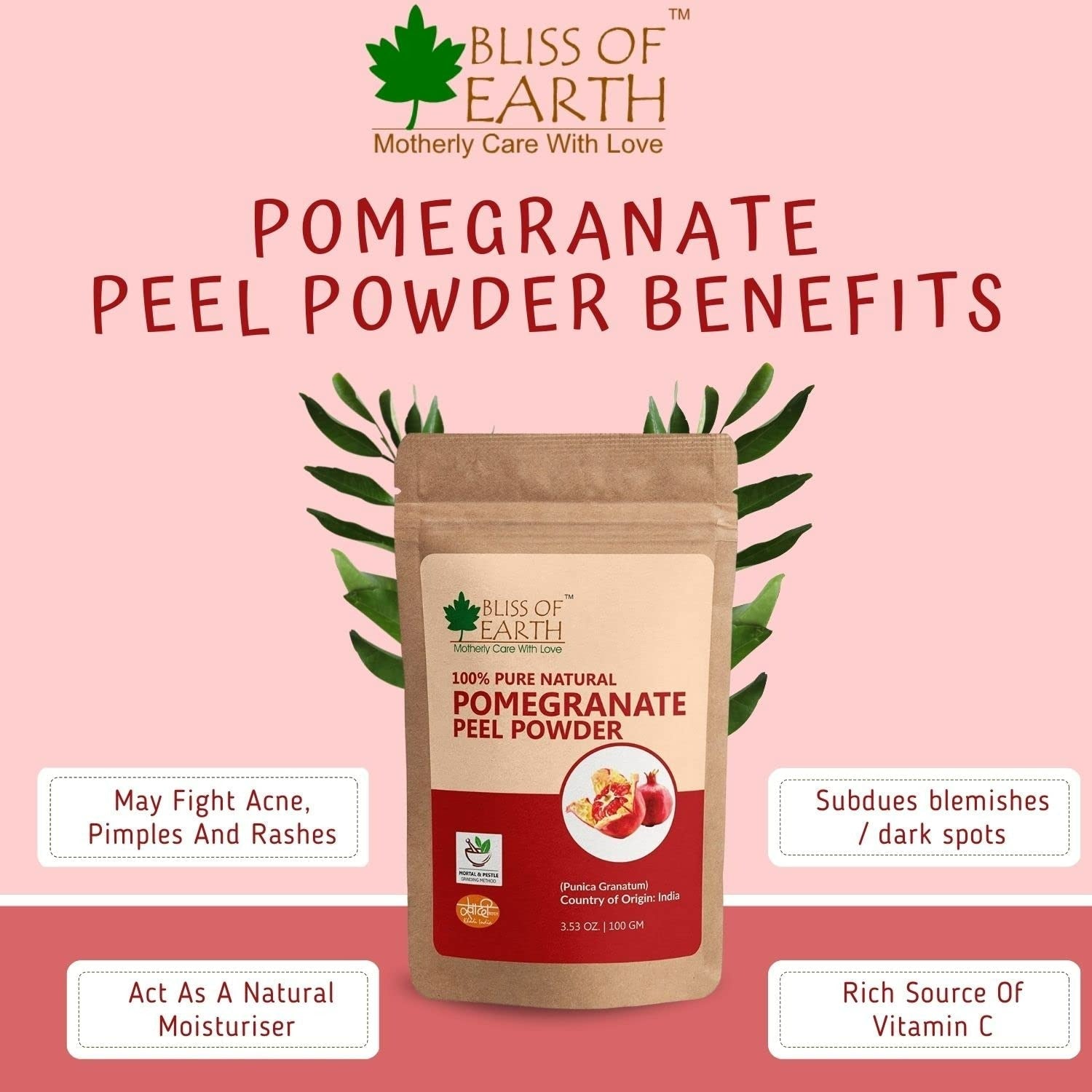 Bliss of Earth Certified Organic Pomegranate Peel Powder - Swadesiicart
