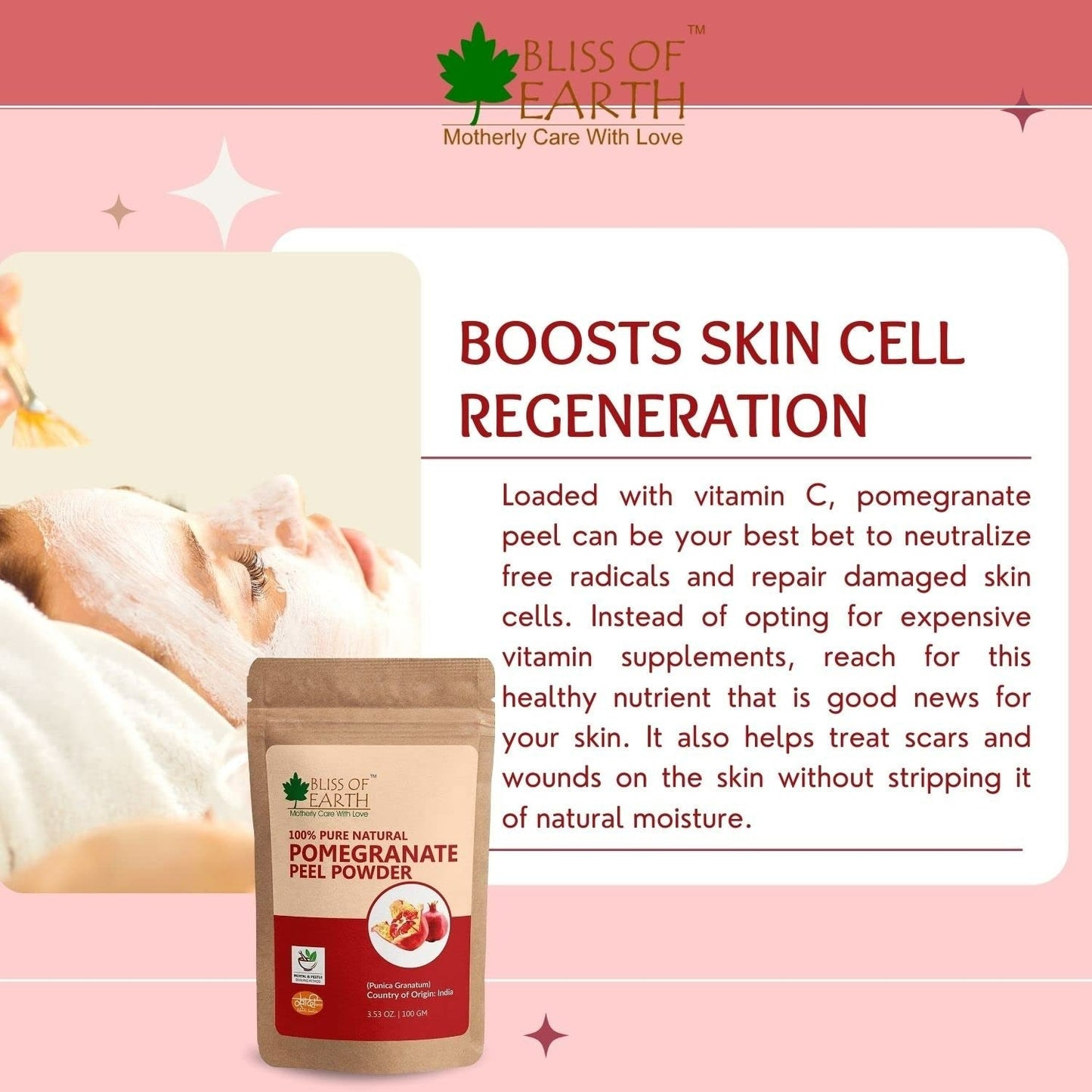 Bliss of Earth Certified Organic Pomegranate Peel Powder - Swadesiicart