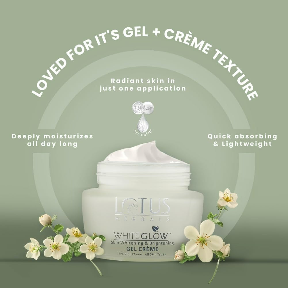 Lotus Herbals Whiteglow Skin Brightening Gel Creme SPF 25 PA+++ - Swadesiicart