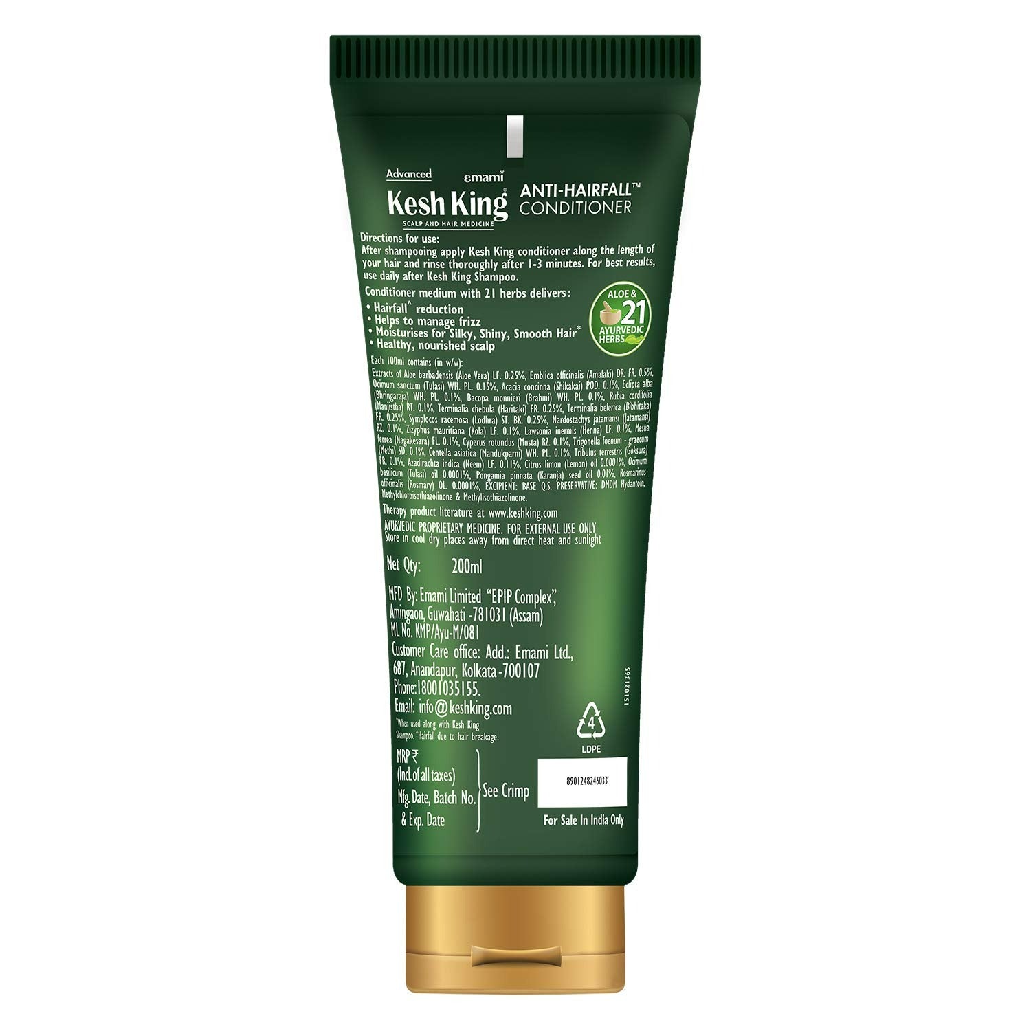 Kesh King Ayurvedic Anti Hairfall Conditioner | Herbal Conditioner for Hair Fall Control & Nourishment - Swadesiicart