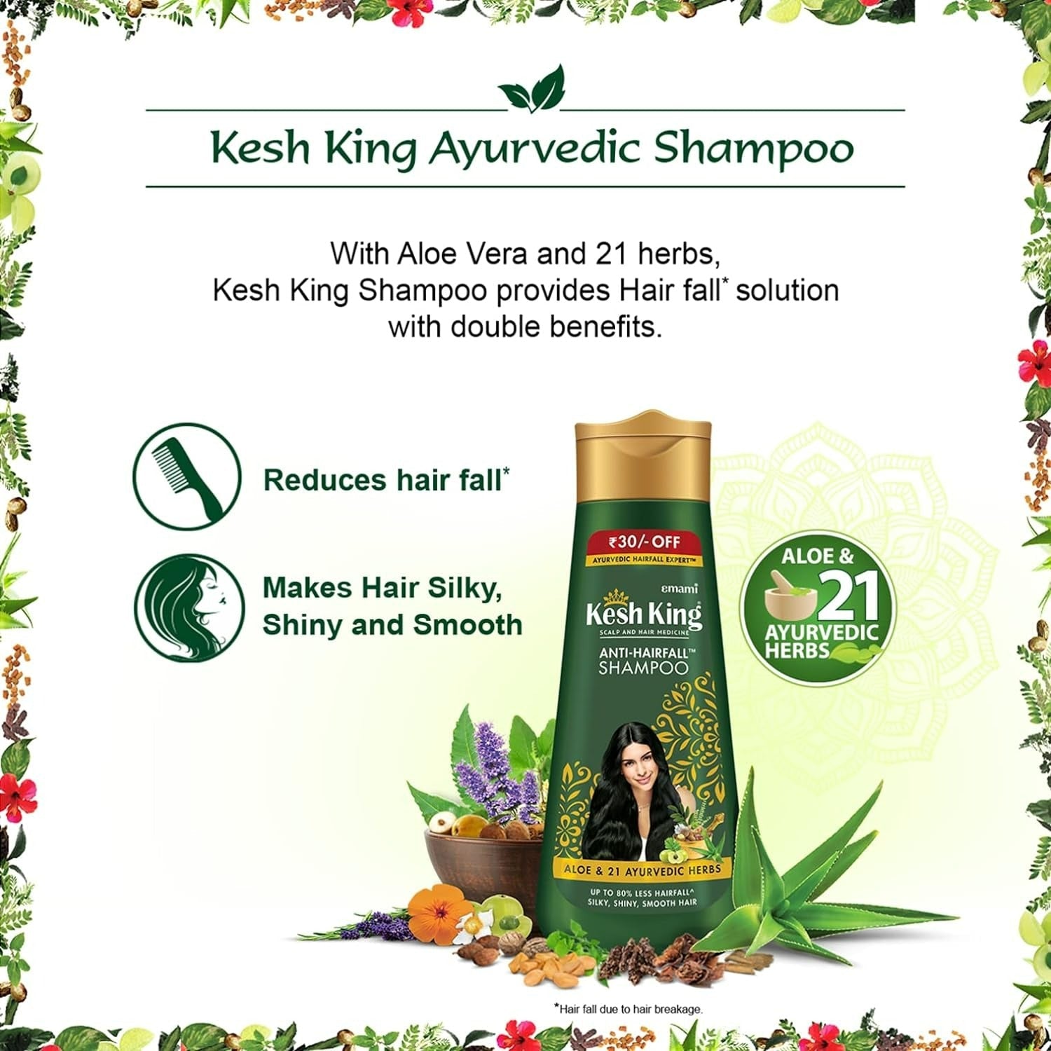 Kesh King Ayurvedic Anti Hairfall Conditioner | Herbal Conditioner for Hair Fall Control & Nourishment - Swadesiicart