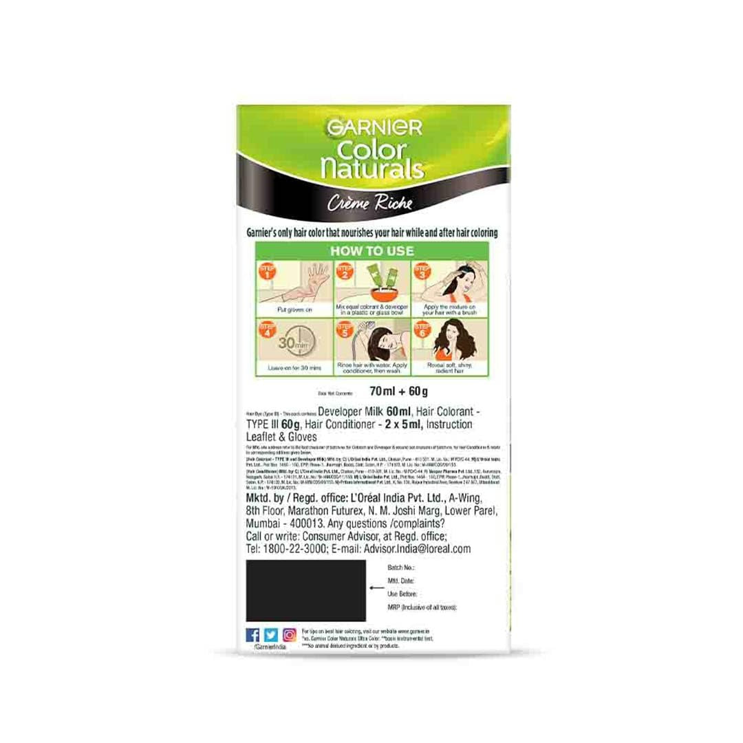 Garnier Color Naturals Creme Riche Hair Color, Shade 3 Darkest Brown - Swadesiicart