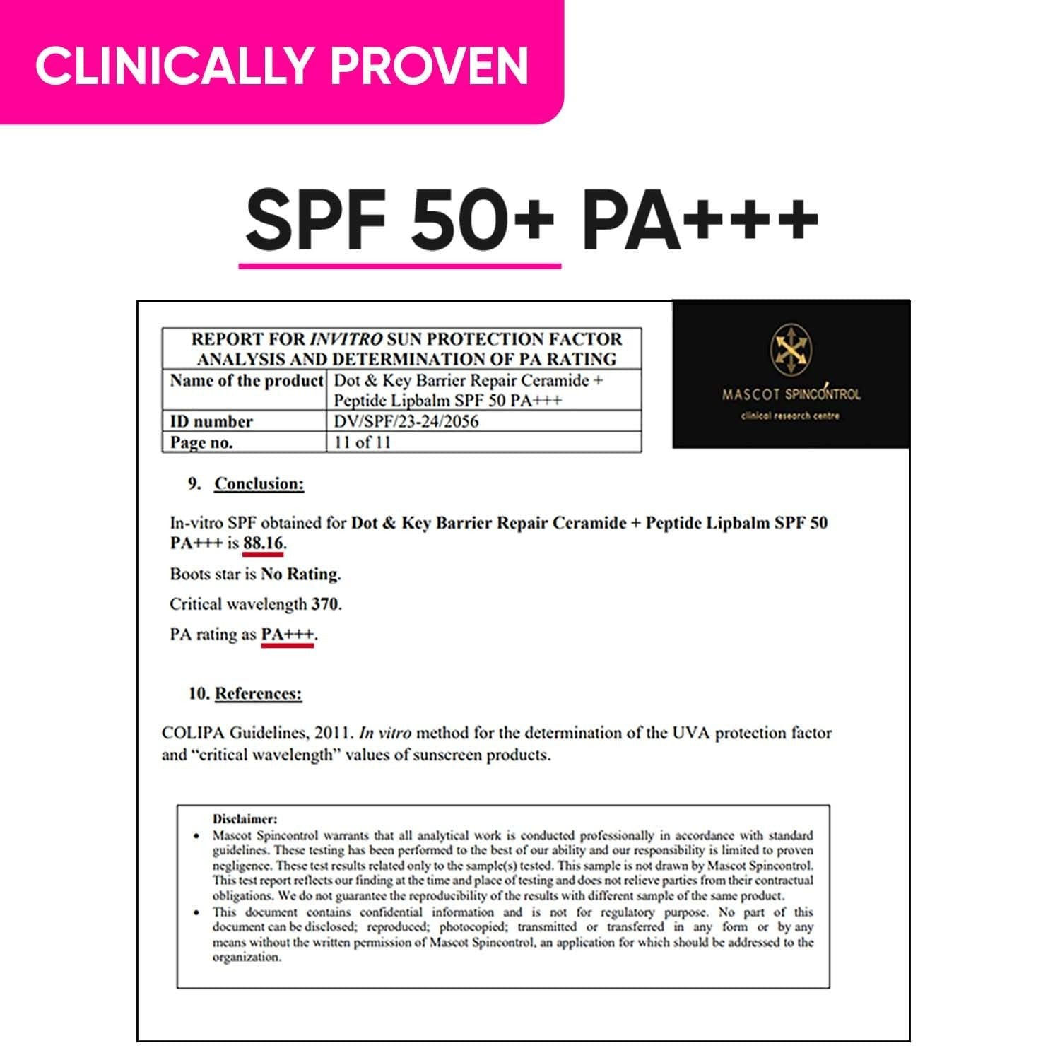 Dot & Key Barrier Repair Ceramide & Peptide SPF 50 Lip Balm - Plush Pink, UVA+UVB - Swadesiicart