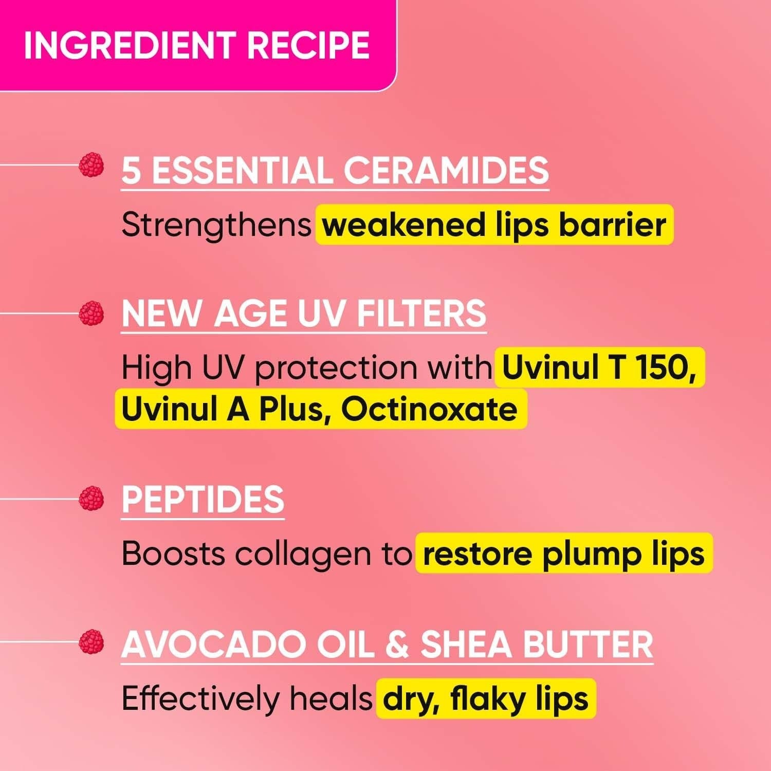Dot & Key Barrier Repair Ceramide & Peptide SPF 50 Lip Balm - Plush Pink, UVA+UVB - Swadesiicart