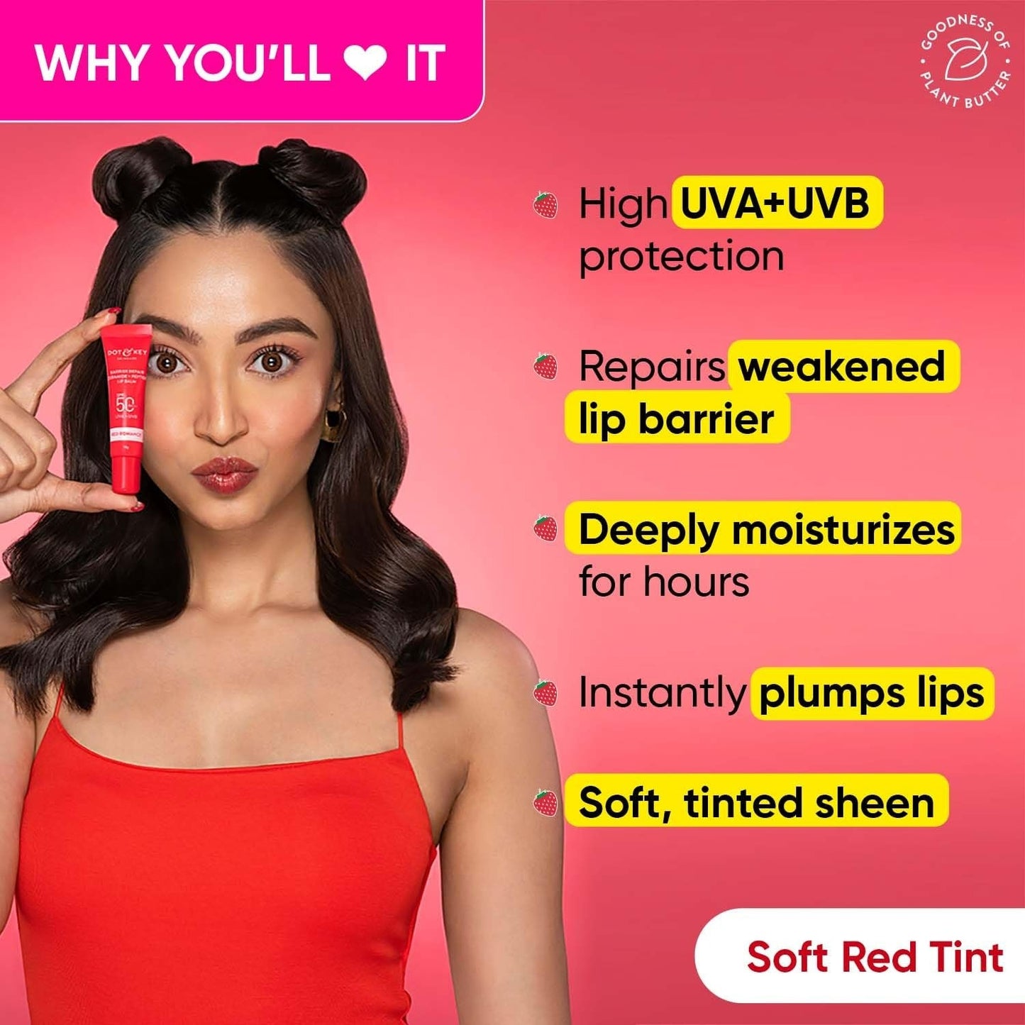 Dot & Key Barrier Repair Ceramide & Peptide SPF 50+, PA+++ Lip Balm - Red Romance - Swadesiicart