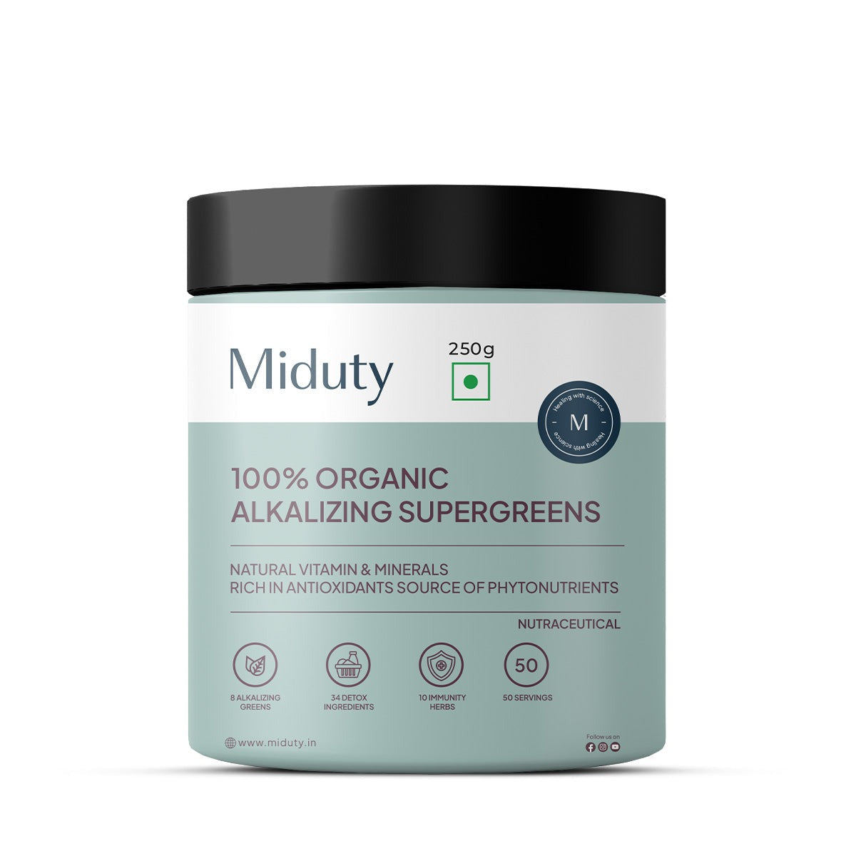 Miduty by Palak Notes 100% Organic Alkalizing Super Greens Powder | Swadesiicart