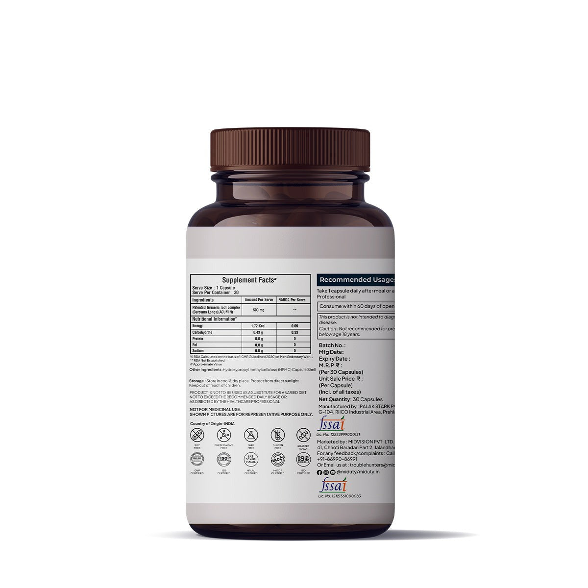 Miduty by Palak Notes Complete Turmeric Matrix Capsules - Swadesiicart