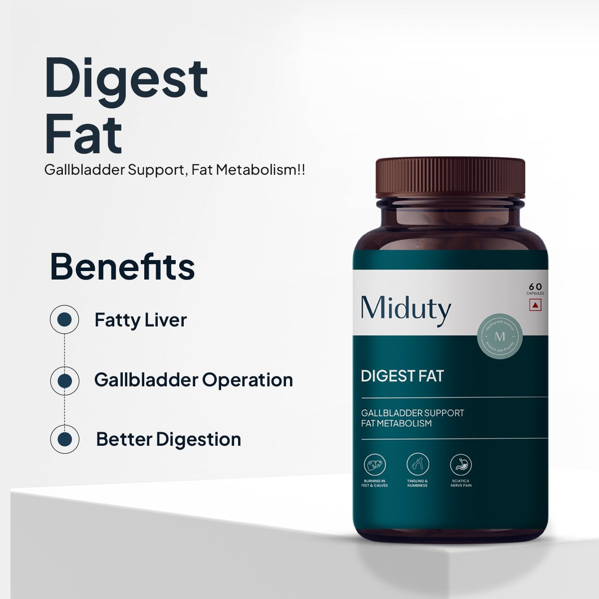 Miduty by Palak Notes Digest Fat Bila Salts Capsules - Swadesiicart
