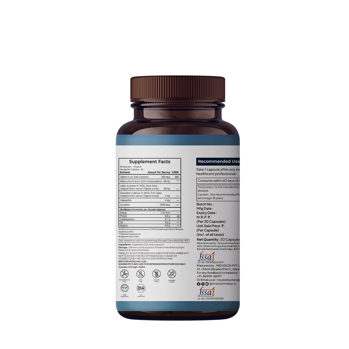 Miduty by Palak Notes Eye Vision Shield Complete Eye Care Capsules - Swadesiicart