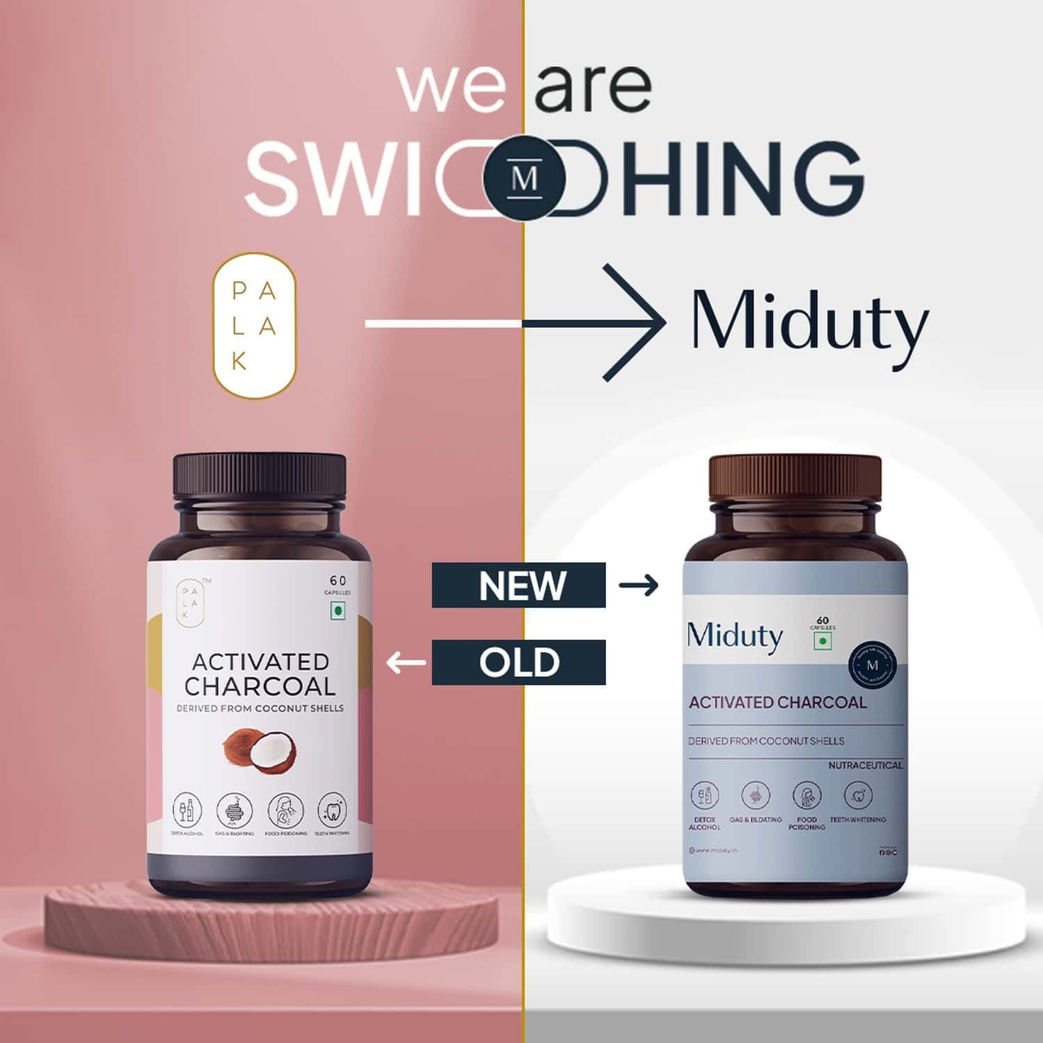 Miduty by Palak Notes Activated Charcoal Capsules - Swadesiicart