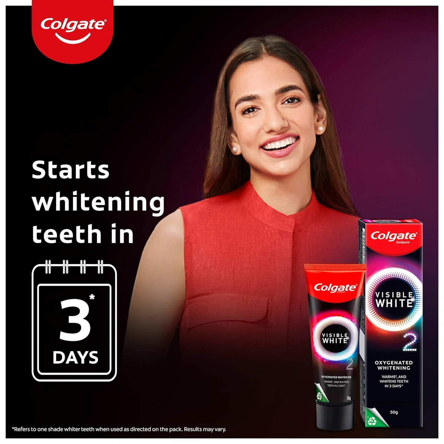 Colgate Visible White O2 Teeth Whitening Toothpaste with Peppermint Sparkle - Swadesiicart