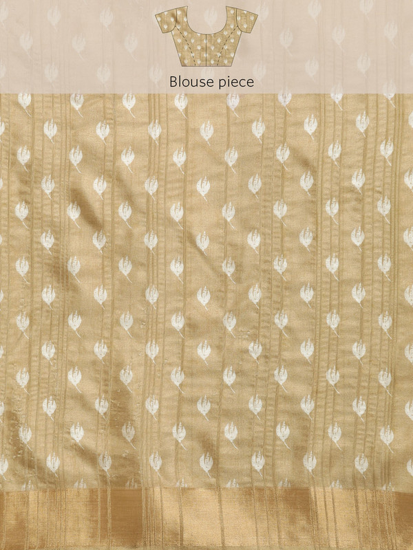 Beige Silk Blend Digital Print Floral Saree with Unstitched Blouse - Hiral Fashion | Swadesiicart