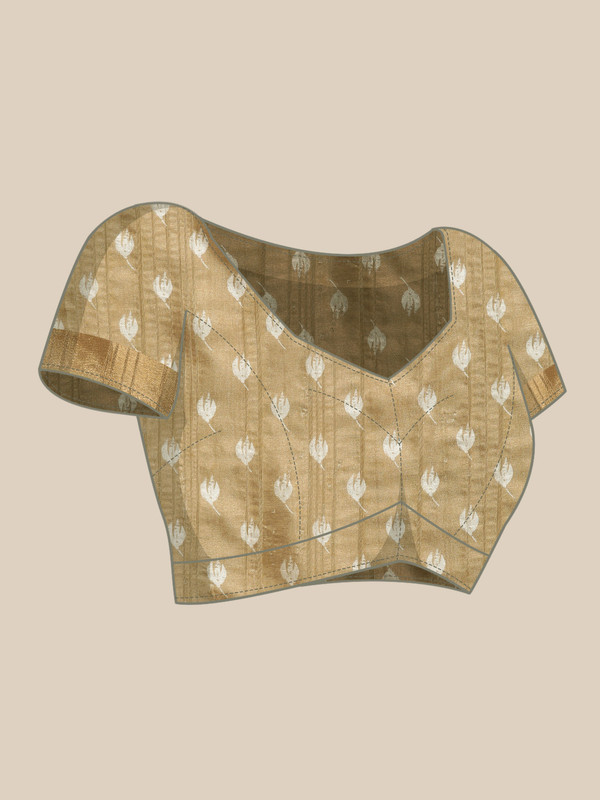 Beige Silk Blend Digital Print Floral Saree with Unstitched Blouse - Hiral Fashion | Swadesiicart