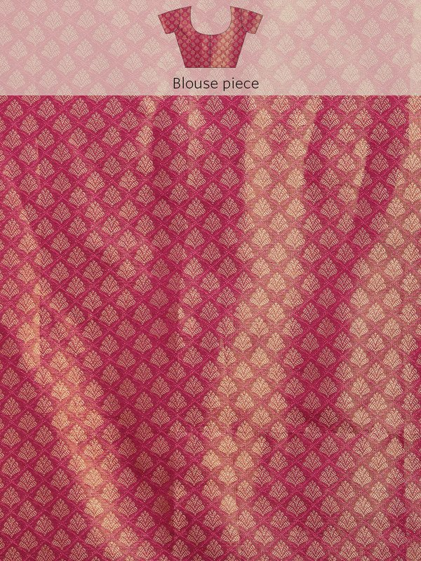 Purple Brocade Zari Woven Floral Saree with Unstitched Blouse - Hiral Fashion | Swadesiicart