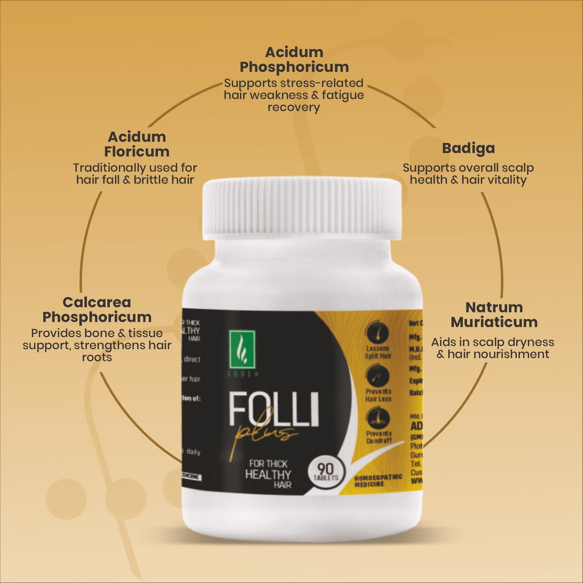 Adven Homeopathy Folli Plus Tablets | Swadesiicart
