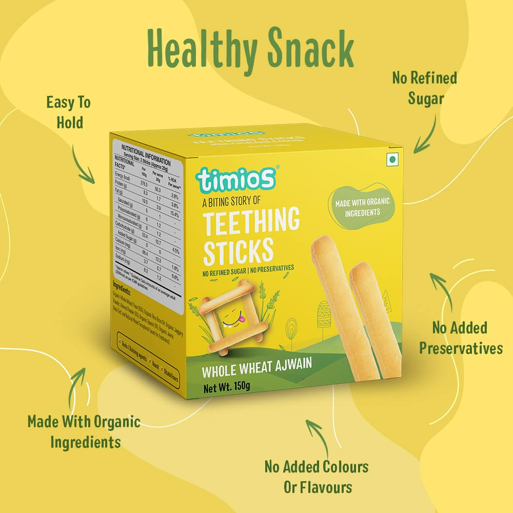 Timios Whole Wheat Ajwain Teething sticks - Swadesiicart