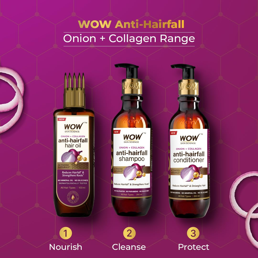 Wow Skin Science Onion & Collagen Anti-Hairfall Hair Oil - Swadesiicart
