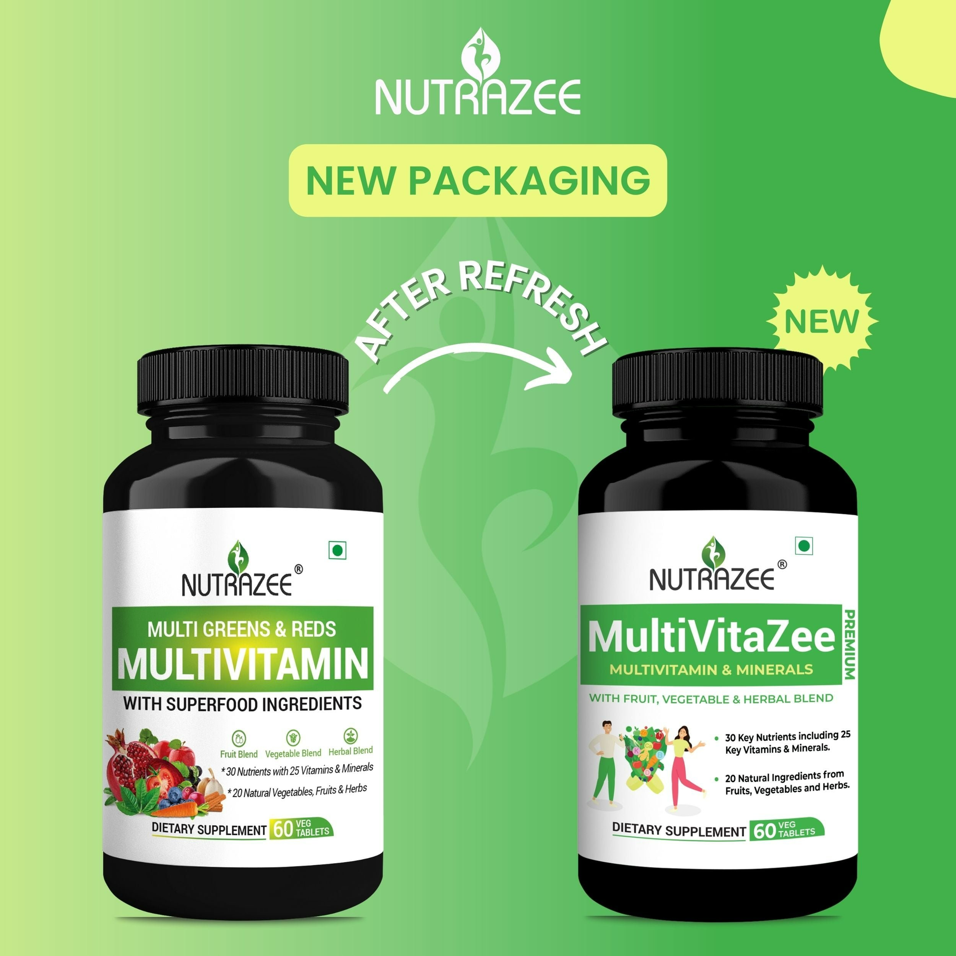 Nutrazee Multi Greens & Reds Multivitamin Tablets - Swadesiicart