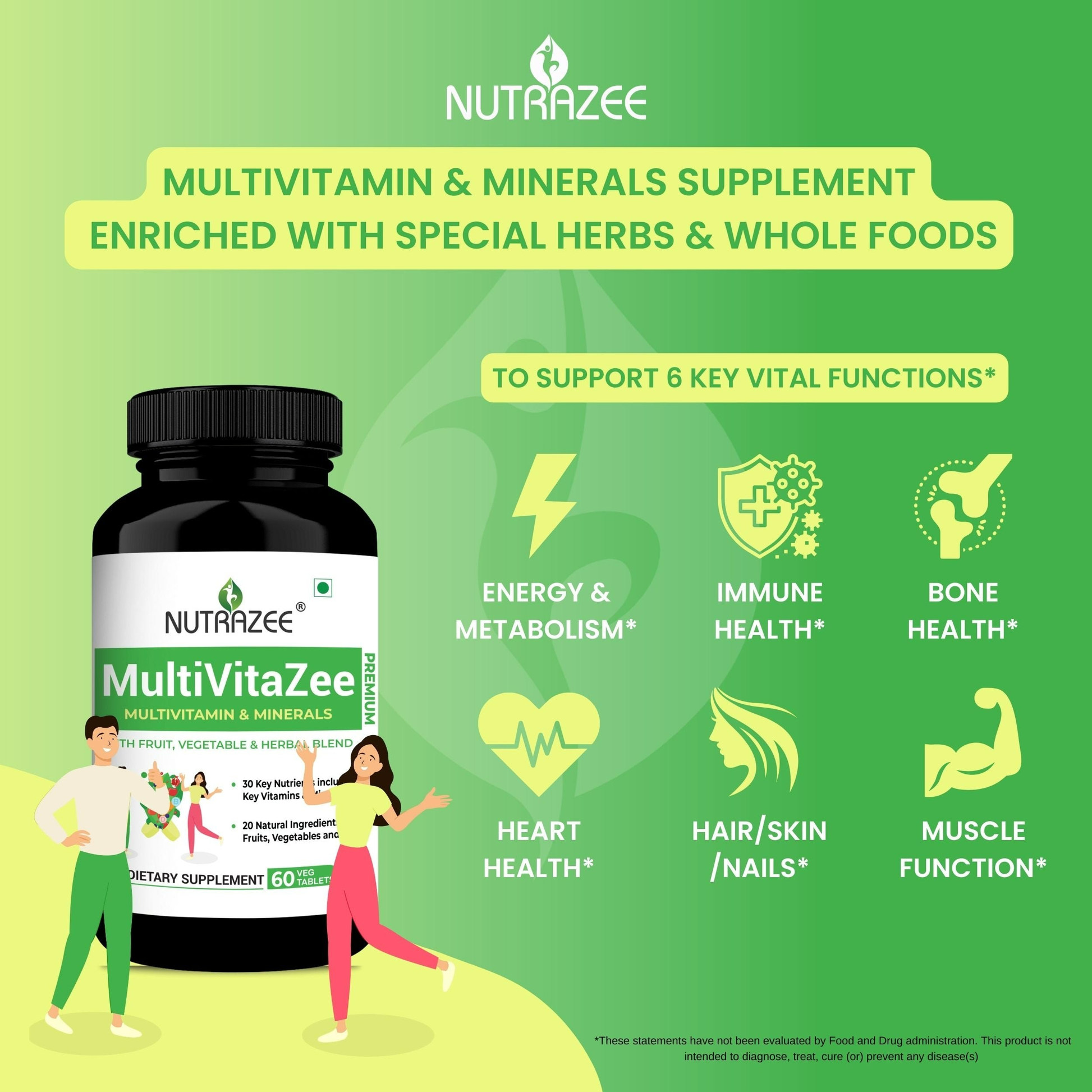 Nutrazee Multi Greens & Reds Multivitamin Tablets - Swadesiicart
