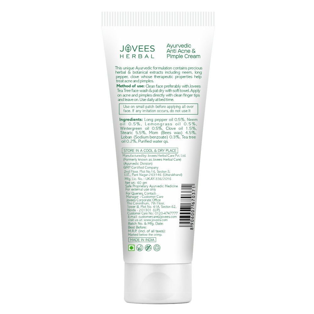 Jovees Neem & Long Pepper Anti Acne & Pimple Cream - Swadesiicart