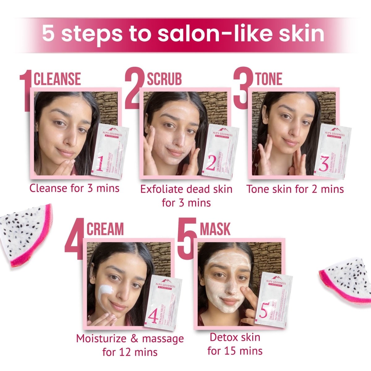 Alps Goodness Dragon Fruit Brightening Facial Kit - Swadesiicart